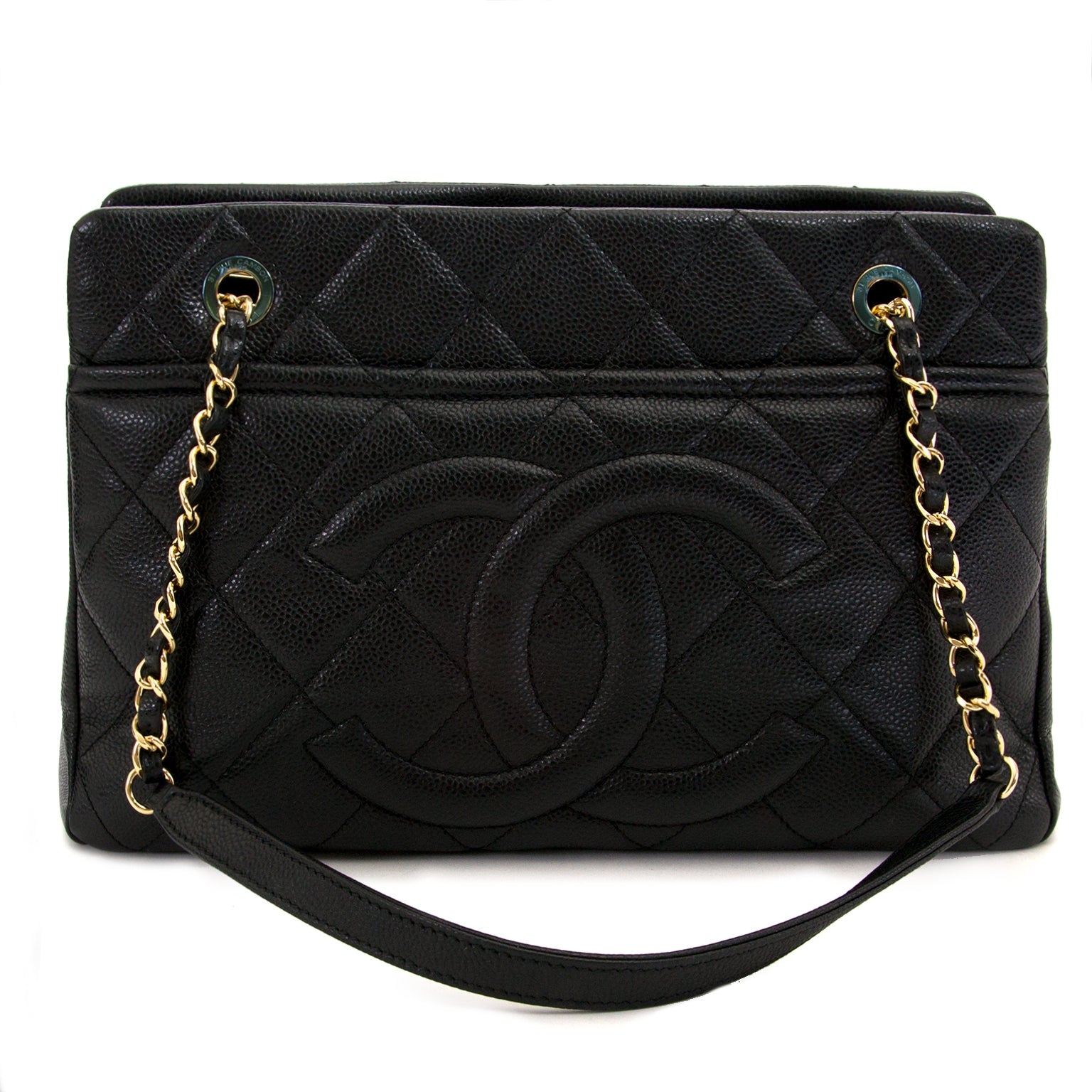 Sac cabas Chanel en cuir de caviar noir
