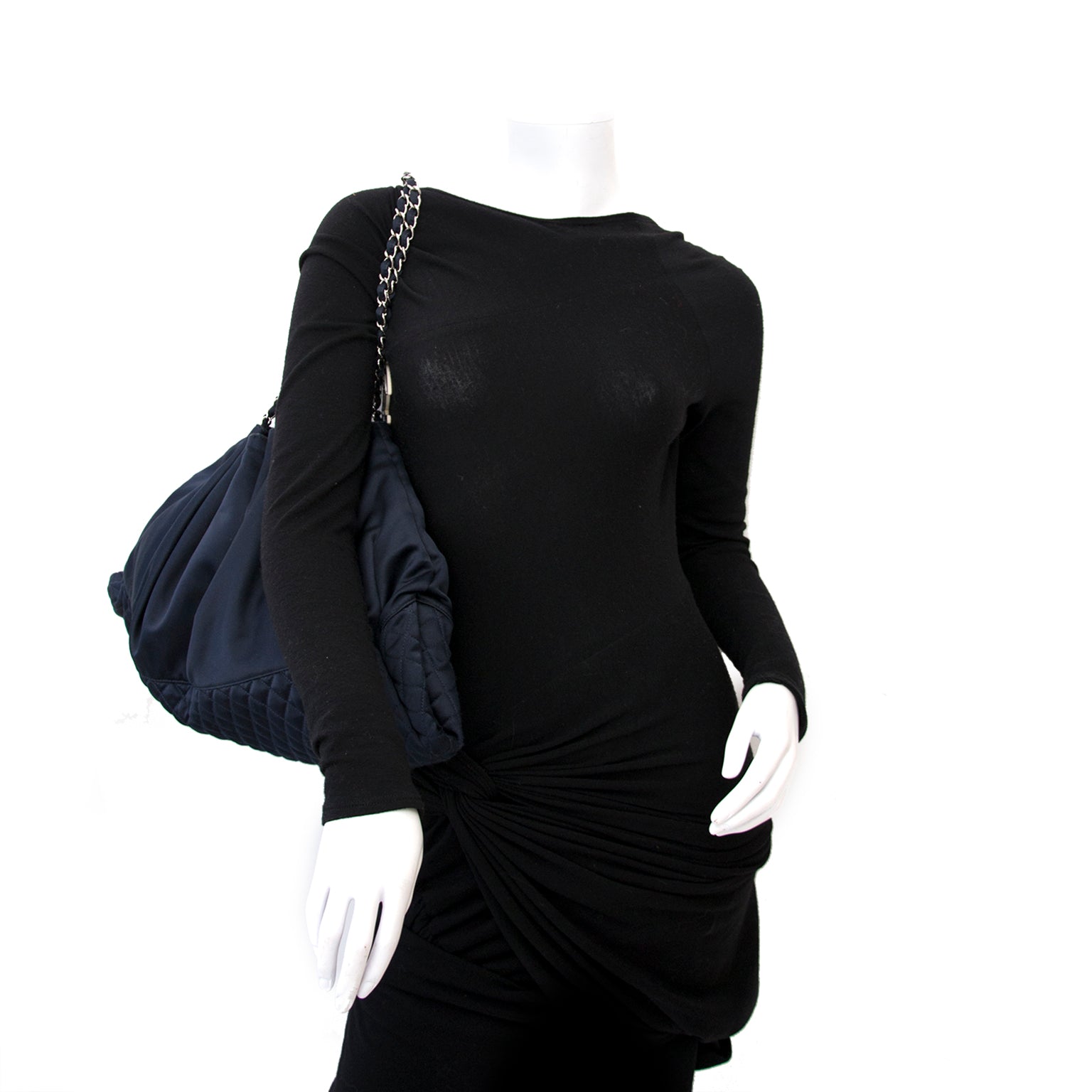 Chanel Melrose Satin Blue Cabas Tote