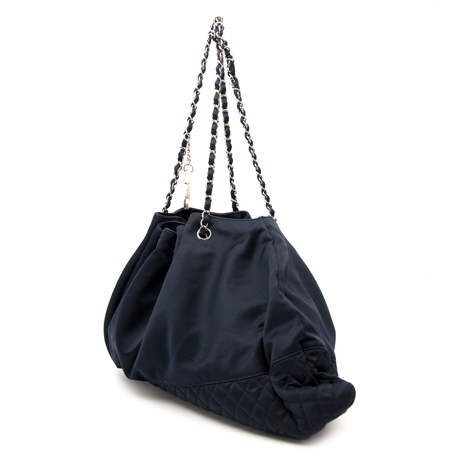 バッグ (RARE) CHANEL Meltose Cabas Chanel Melrose Satin Blue Cabas Tote – Labellov