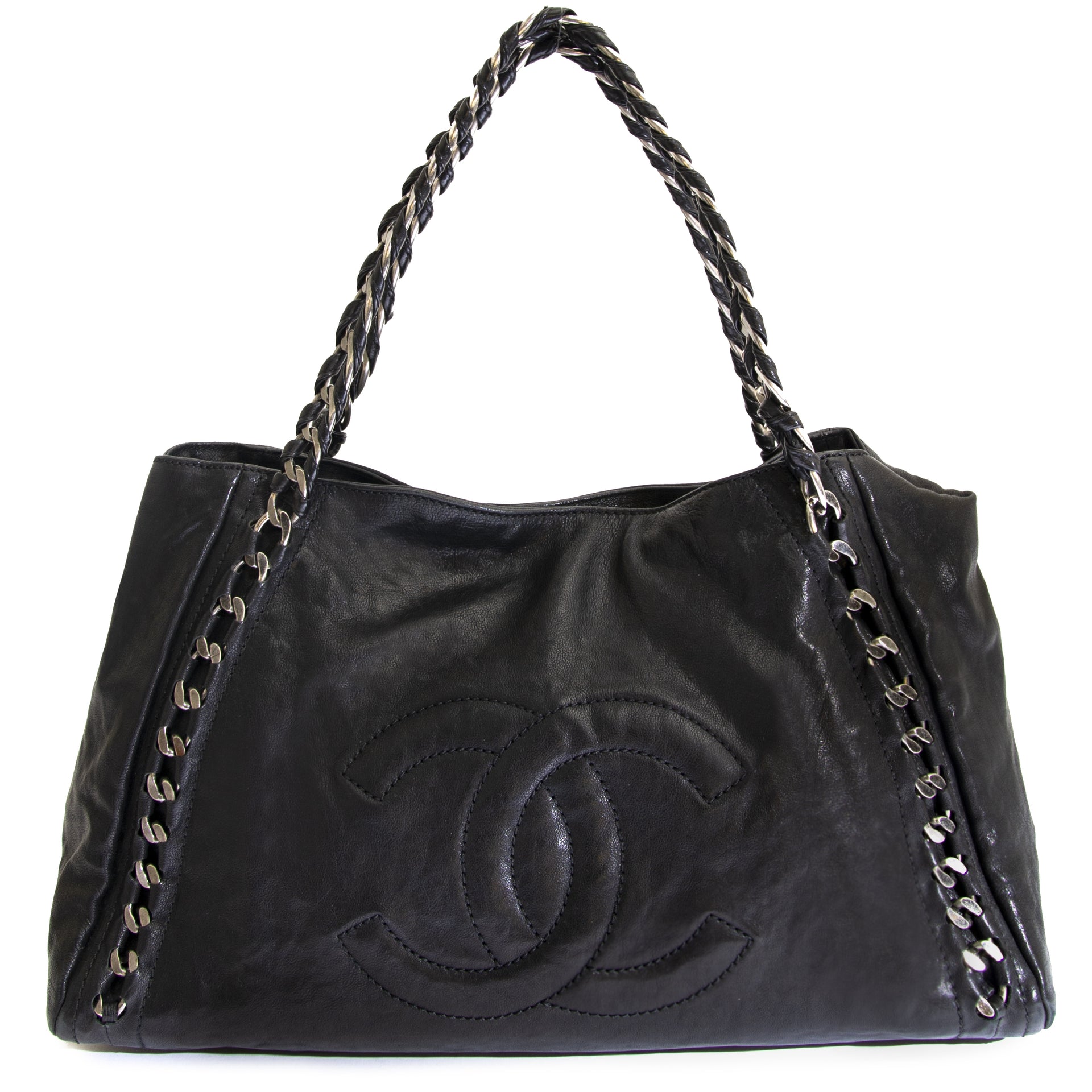 Chanel Black 'Luxe Ligne' Bag now for sale at labellov vintage fashion webshop belgium