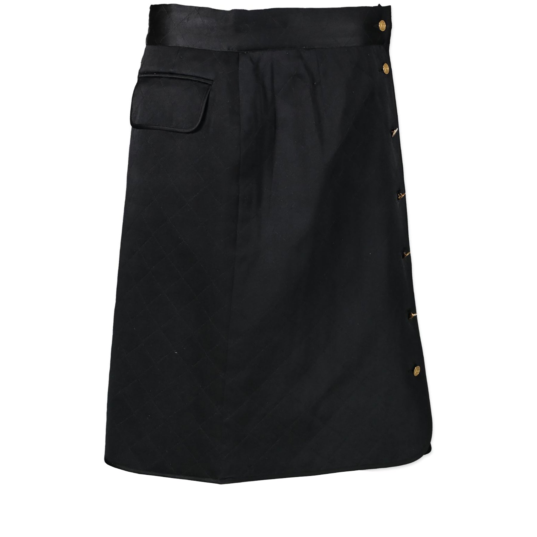 Buy authentic Chanel Black Quilted Satin Skirt at the right price online safe and secure online LabelLOV webshop Antwerp Belgium