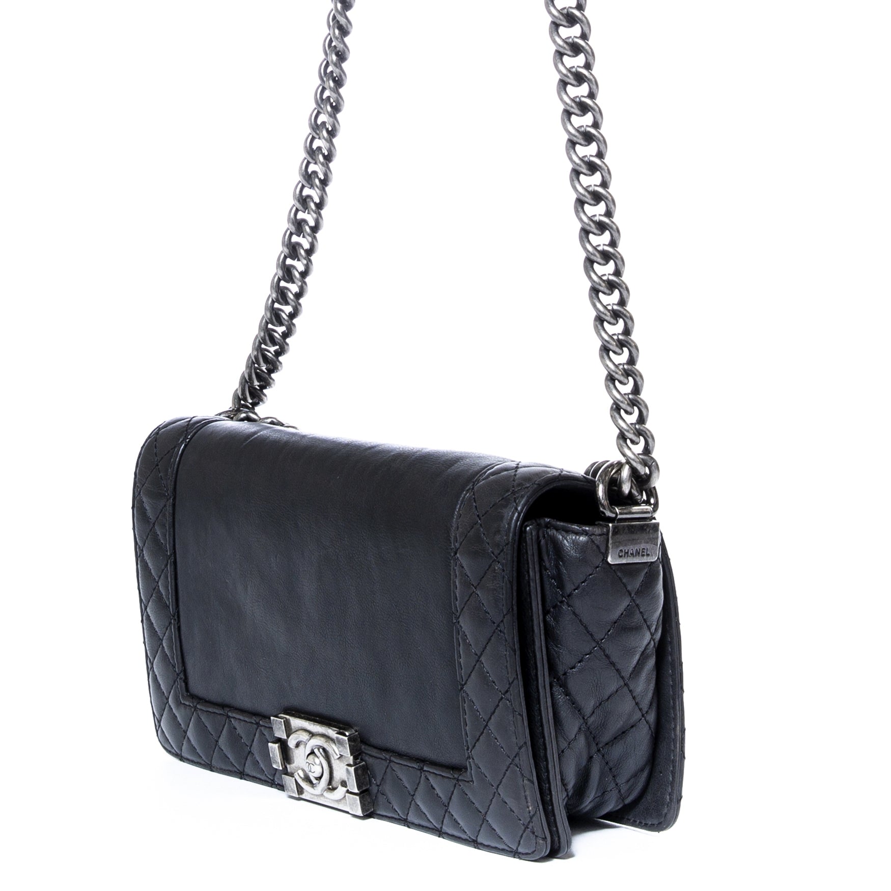 chanel boy black calfskin handbag now for sale at labellov vintage fashion webshop belgium