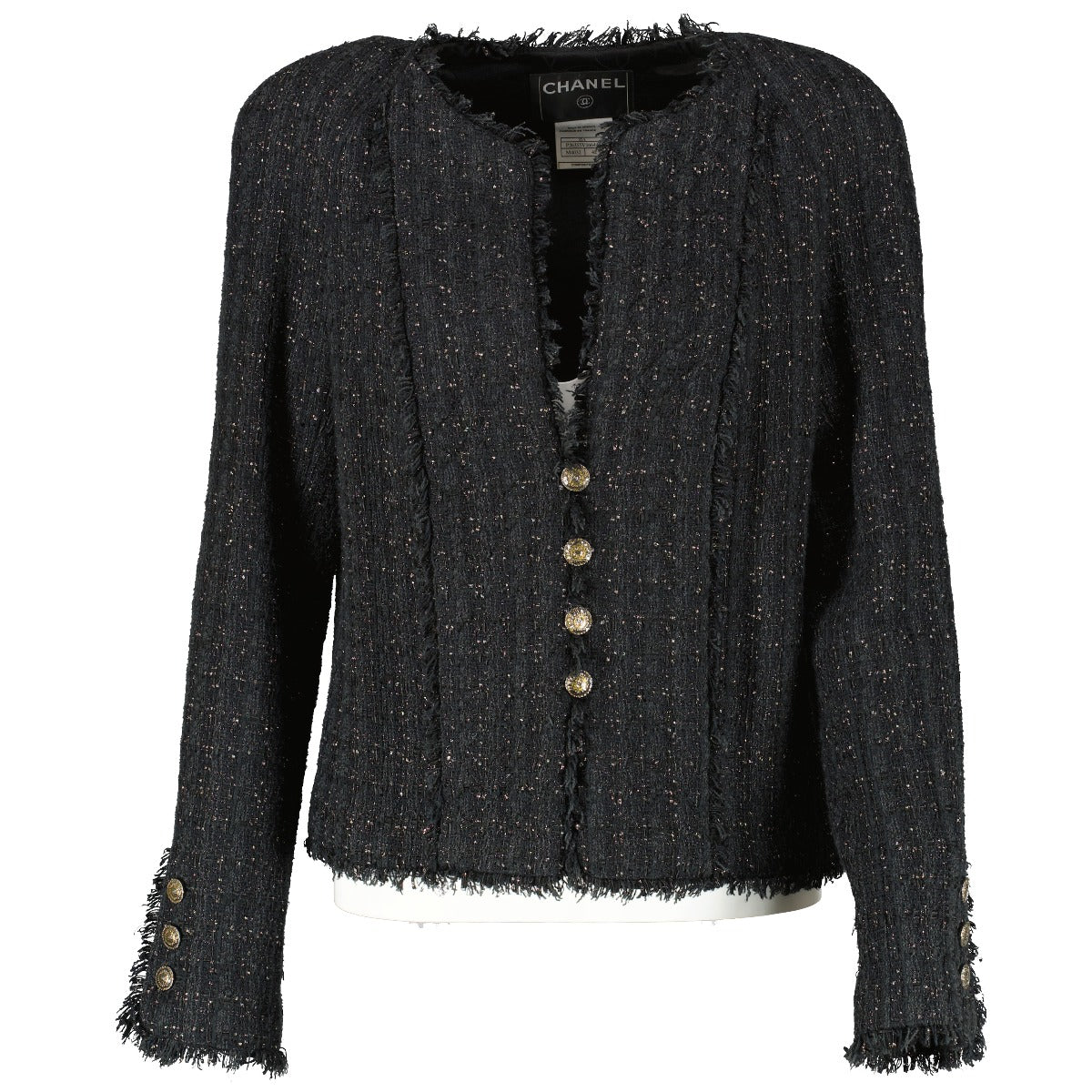 Chanel 05A Black Quilted Tweed Jacket
