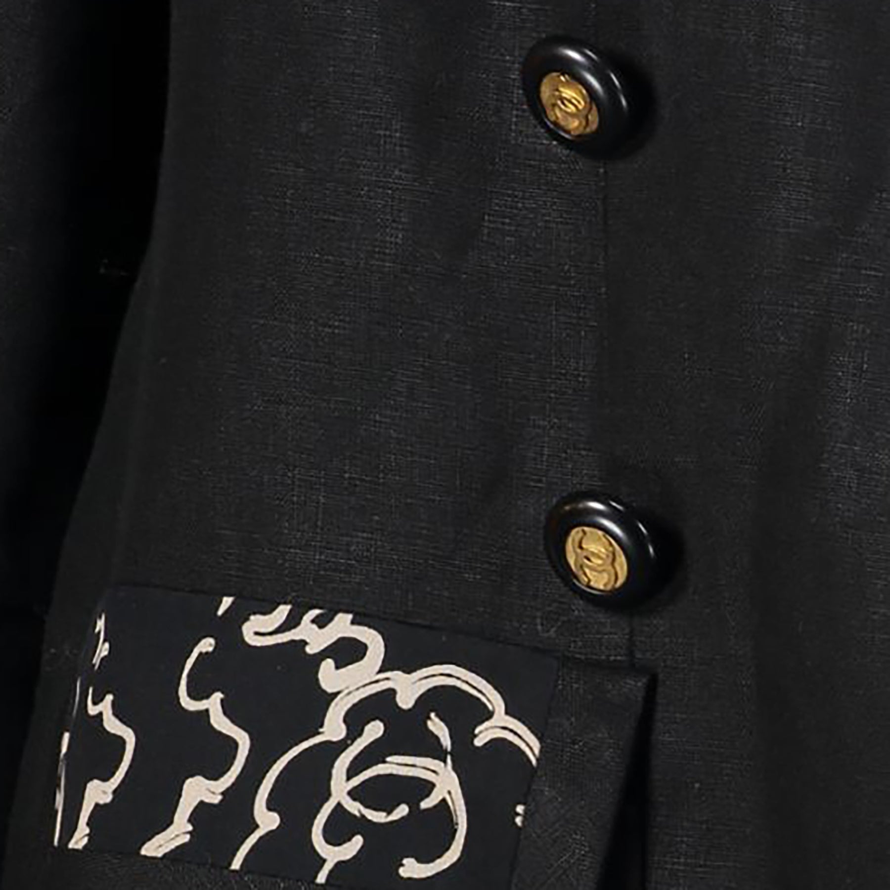 Chanel Black Linen Blazer for sale online at Labellov secondhand luxury