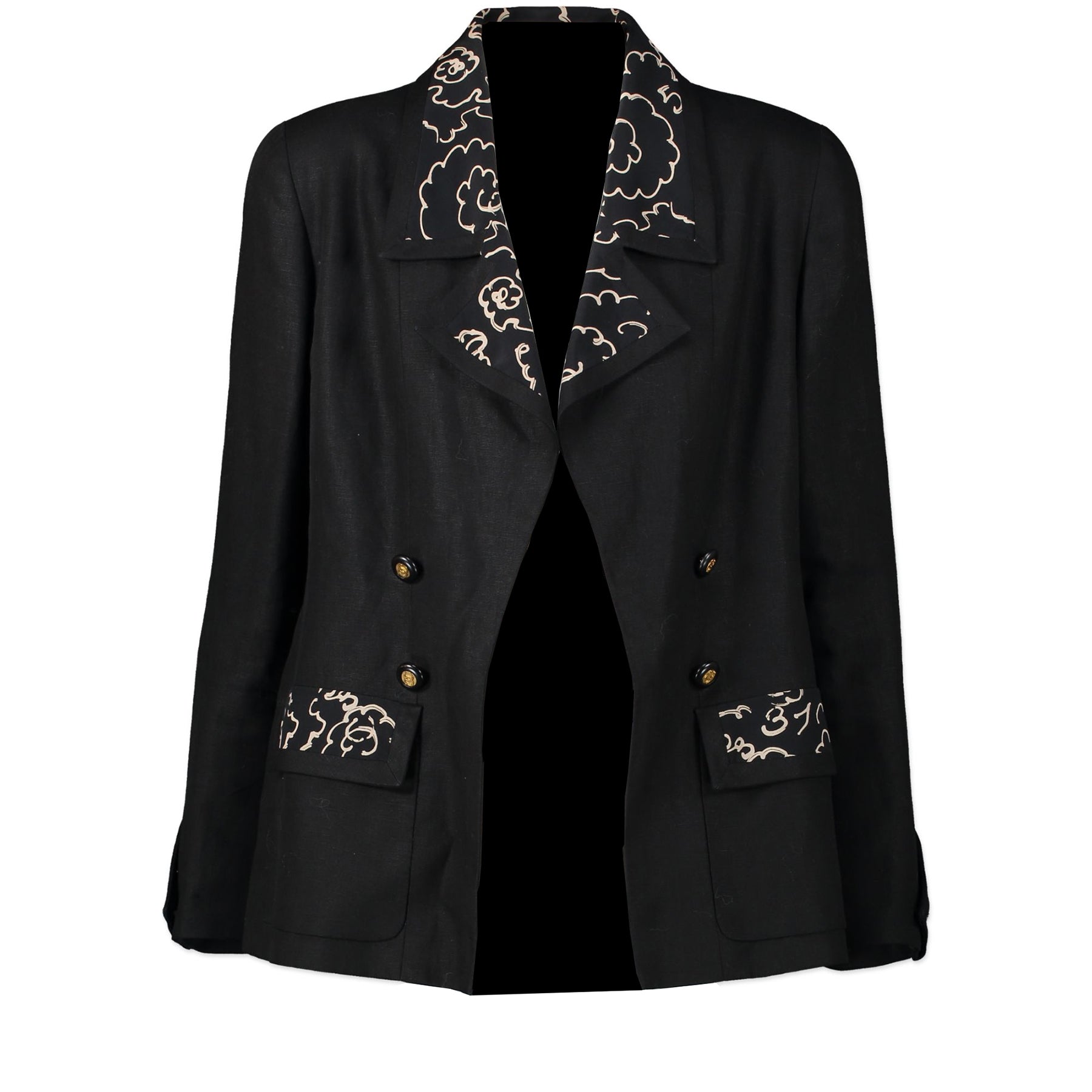 Chanel Black Linen Blazer for the best price at Labellov secondhand luxury in Antwerp