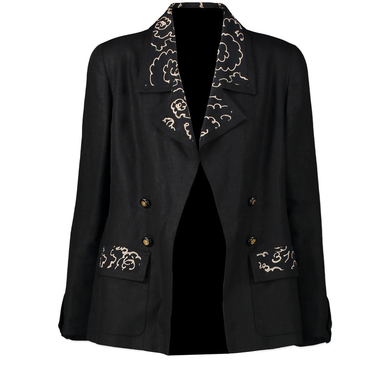 Chanel Black Linen Blazer for the best price at Labellov secondhand luxury in Antwerp