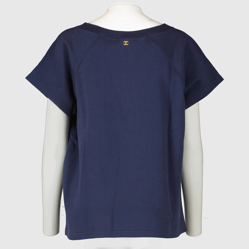 Chanel 18C Marine Katoenen T-shirt - Maat M