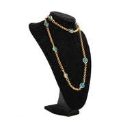 Authenitc second hand Vintage archive Chanel Spring 1996 Blue Bead Gold Chain Long Necklace at Labellov