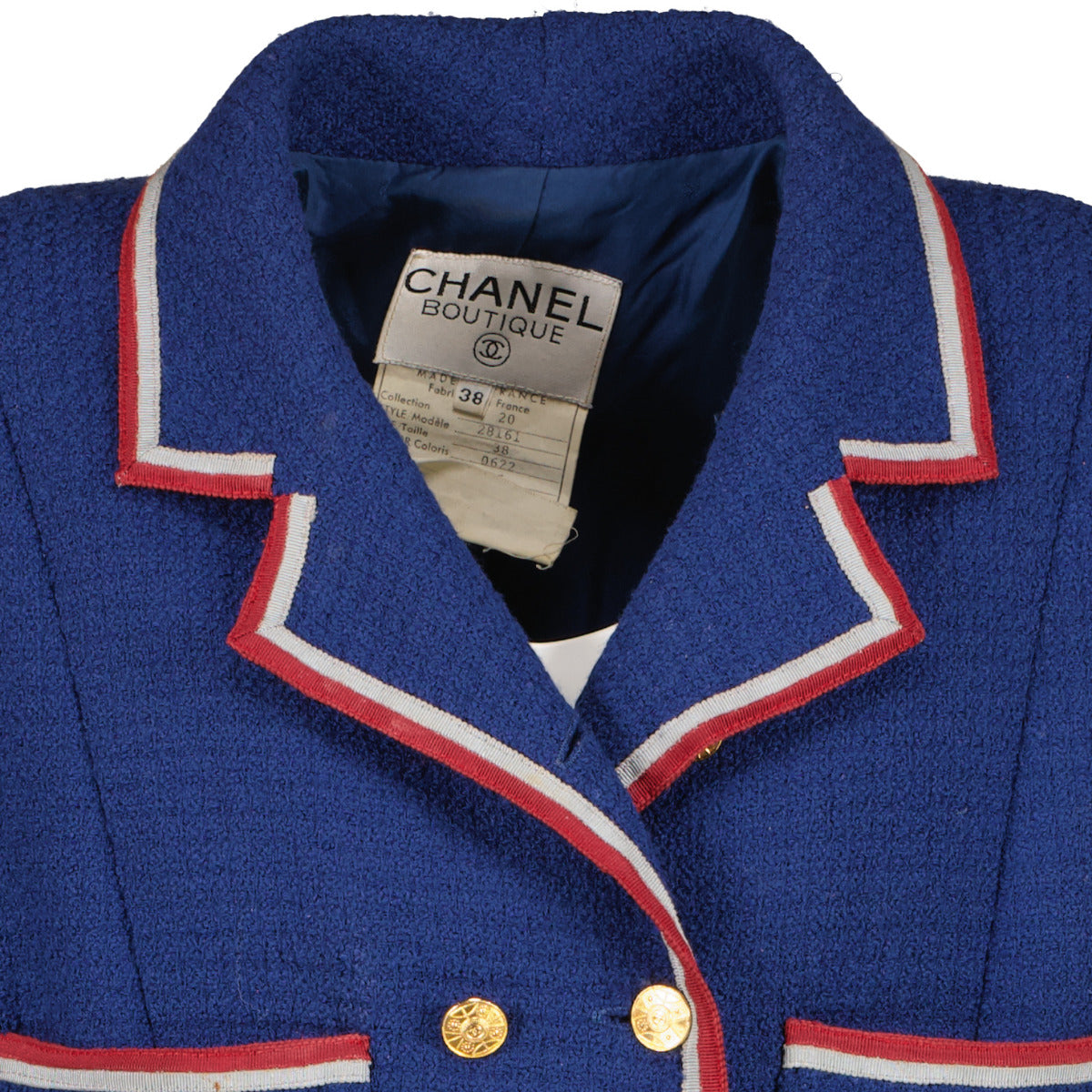Shop safe online at Labellov in Antwerp this 100% authentic second hand Chanel Blue Tweed Set - Size 38