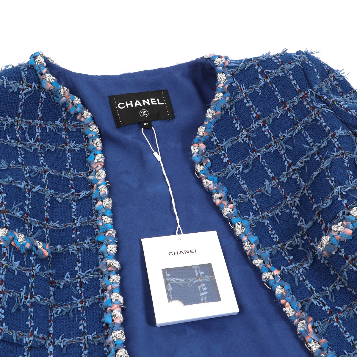 Buy an authentic second hand Chanel Cruise 2023 Blue Cotton Tweed Jacket - Size 34FR in as new condition at Labellov.com