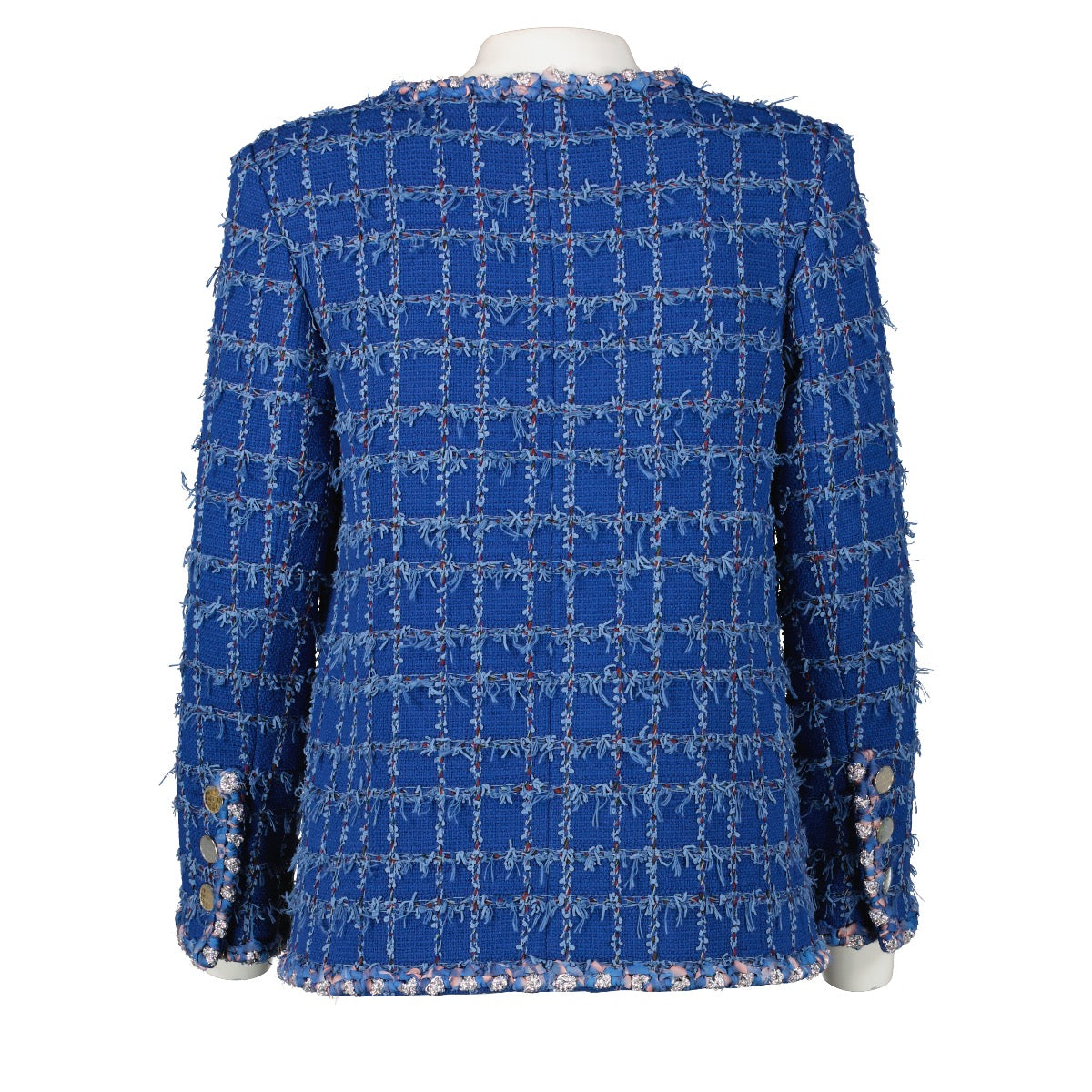 Buy your favorite Chanel Cruise 2022/2023 Blue Cotton Tweed Jacket in Size 34 at Labellov.com