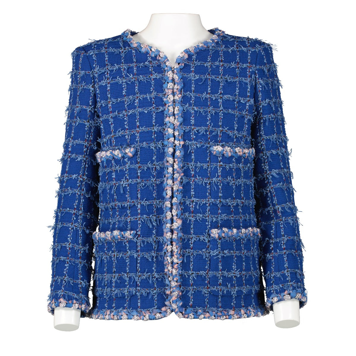 Chanel Blue Cotton Tweed Jacket P73947 V65556 NL377