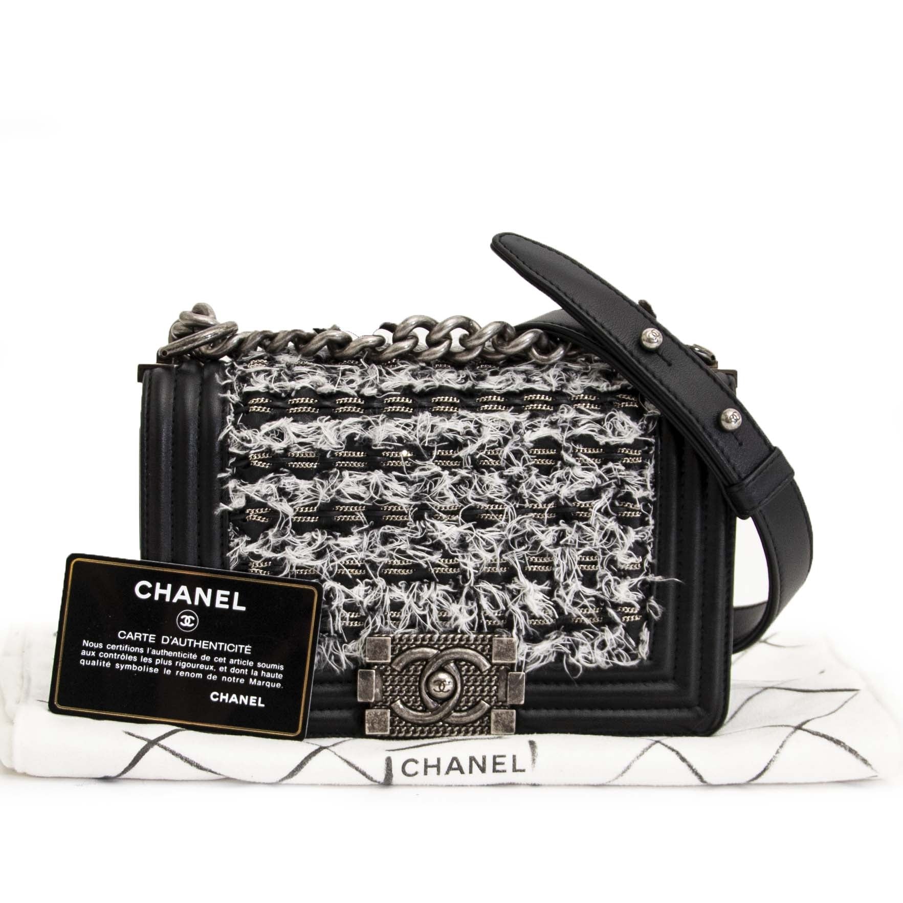 Chanel Small Tweed Calfskin Boy Bag