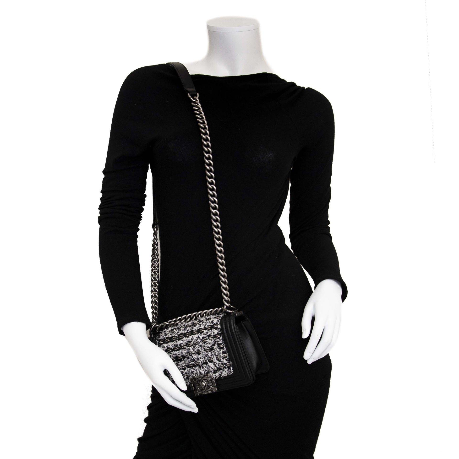 Chanel Small Tweed Calfskin Boy Bag