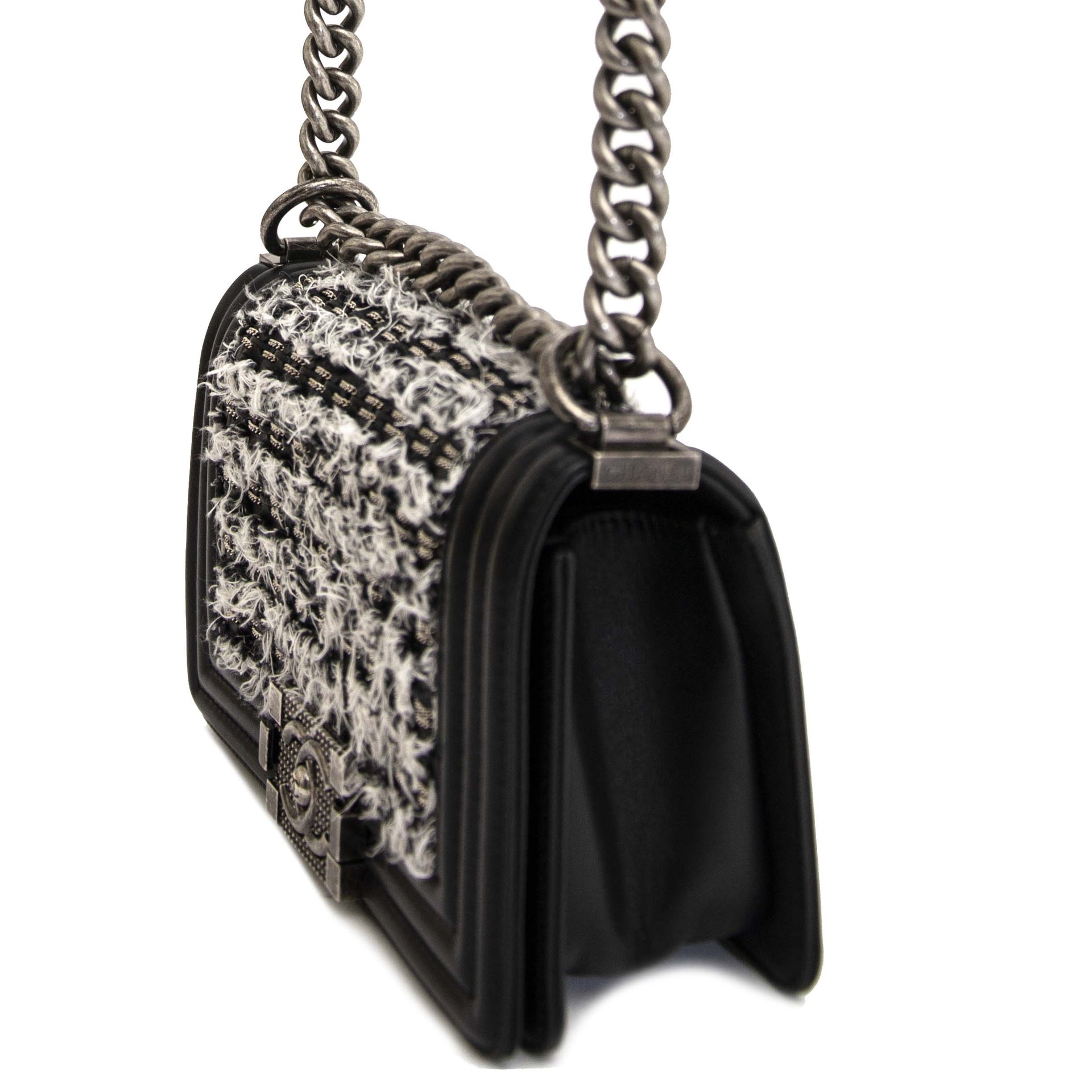 Chanel Small Tweed Calfskin Boy Bag
