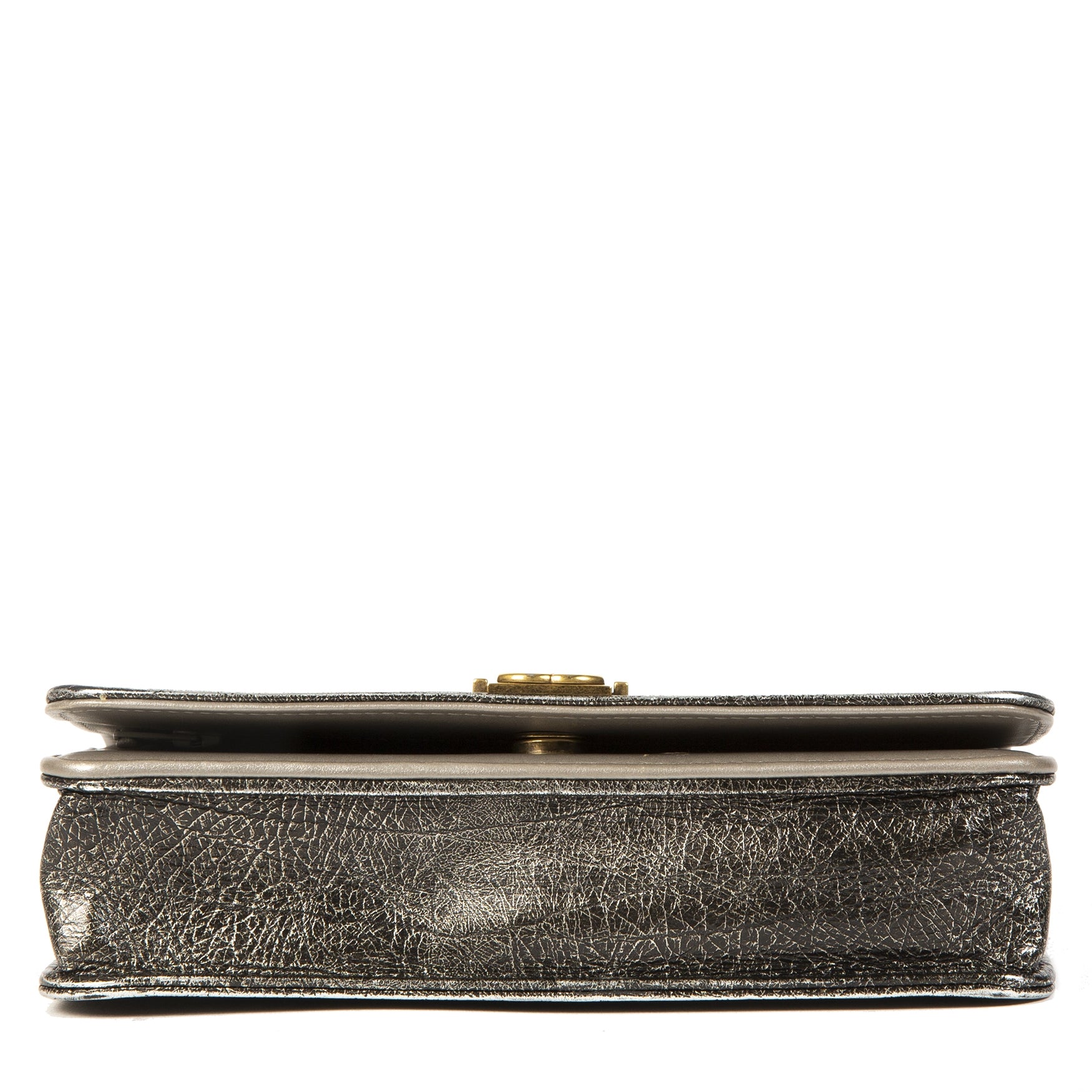 koop online veilig online Chanel Boy Wallet On Chain Metallic Grey WOC Bag