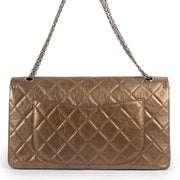 Chanel 2.55 Jumbo Metallic Gold Double Flap Bag in good condition on Labellov Vintage site for 2nd hand designer bags