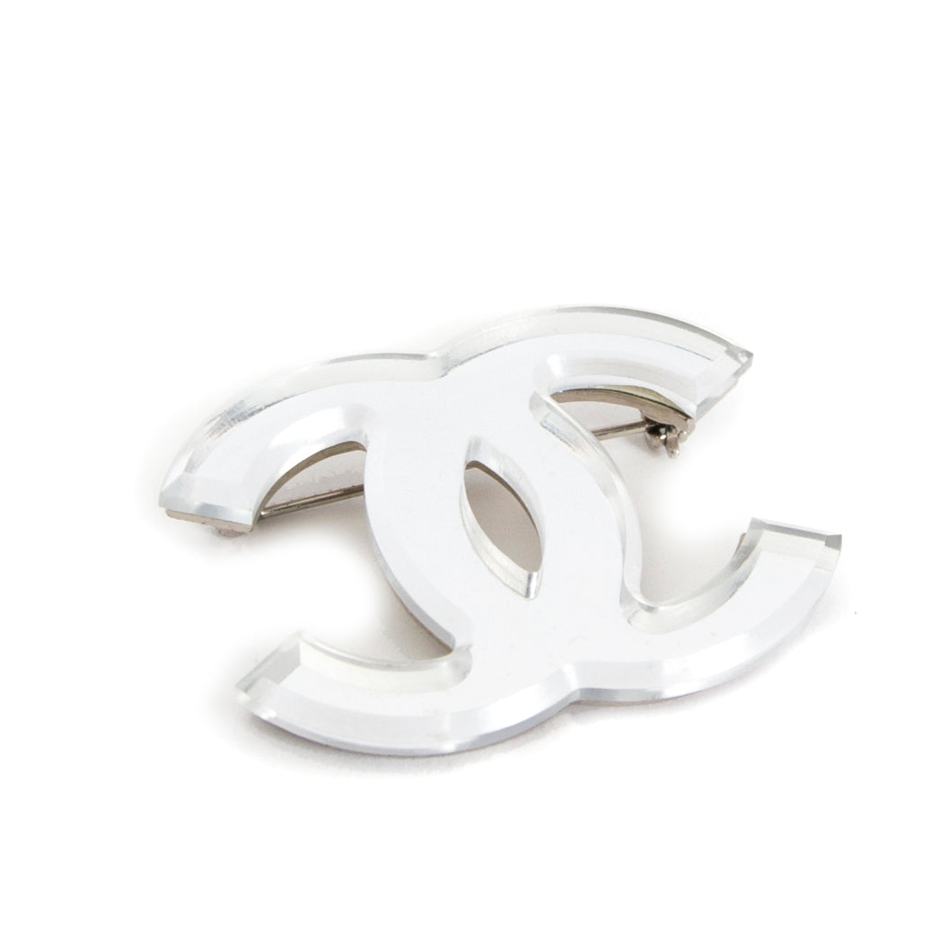 Chanel Silver Mirror CC Brooch