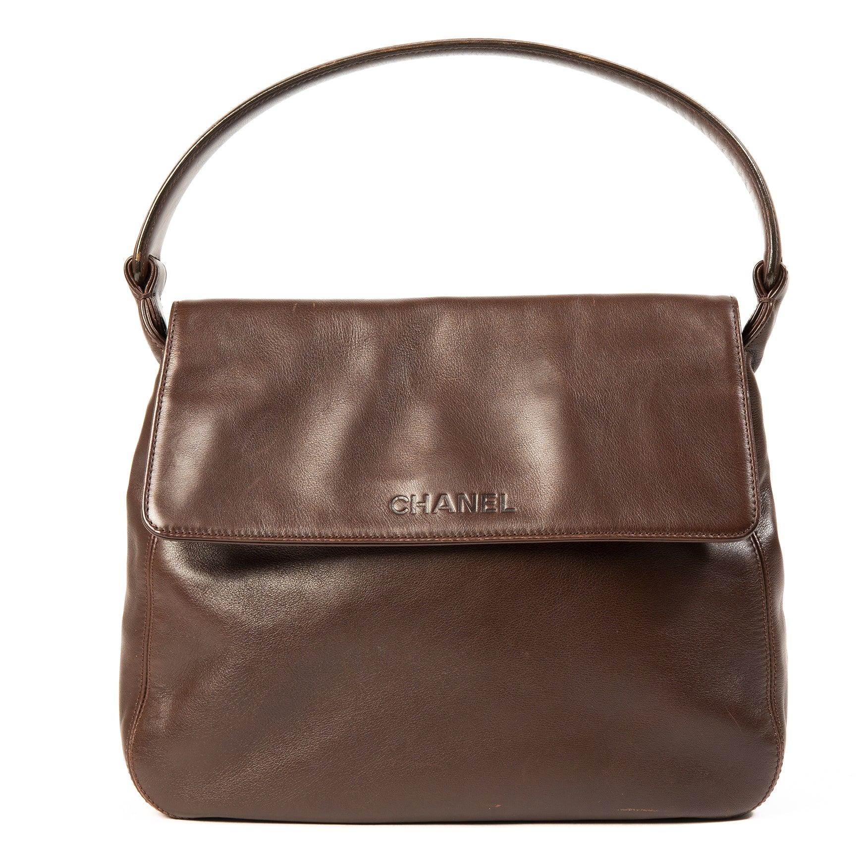 Sac bandoulière Chanel en cuir lisse marron