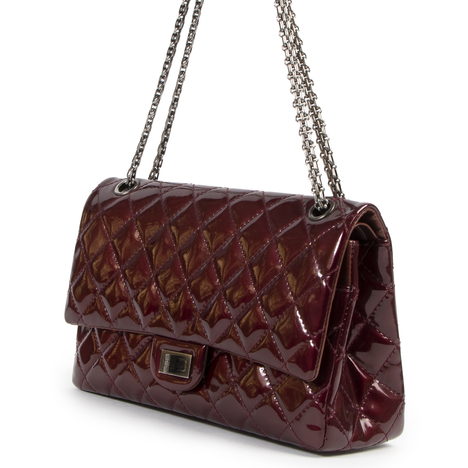 Chanel 2.55 Reissue 226 Patent Burgundy Flap Bag