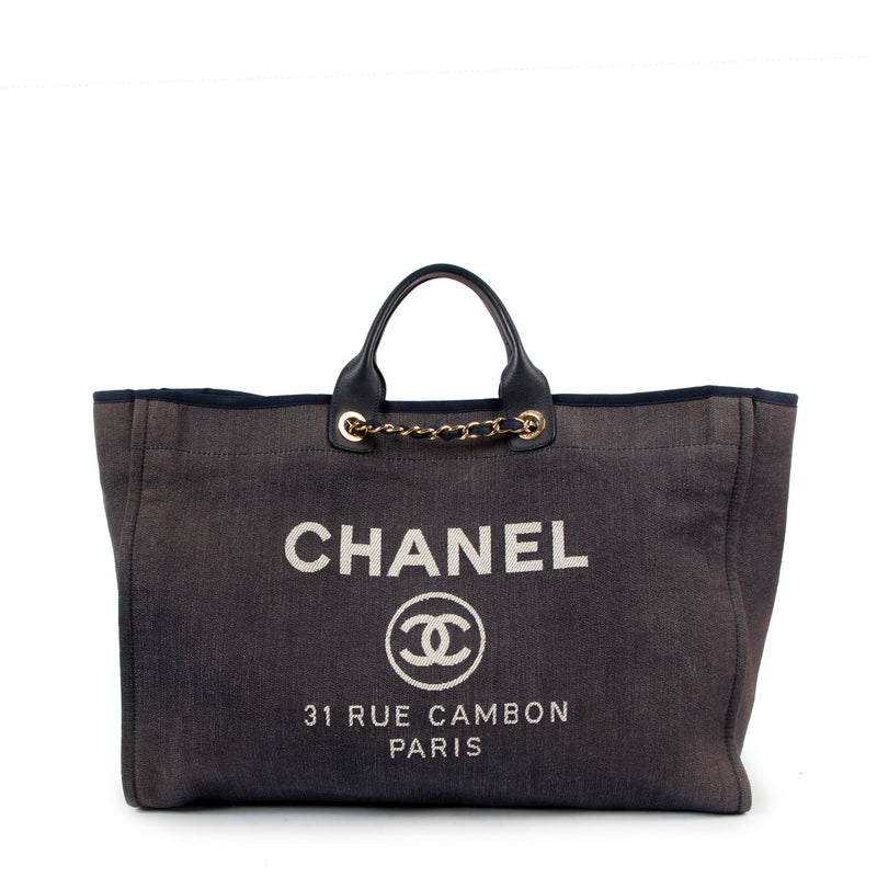 Chanel Denim Deauville Maxi Shopping Tote Bag
