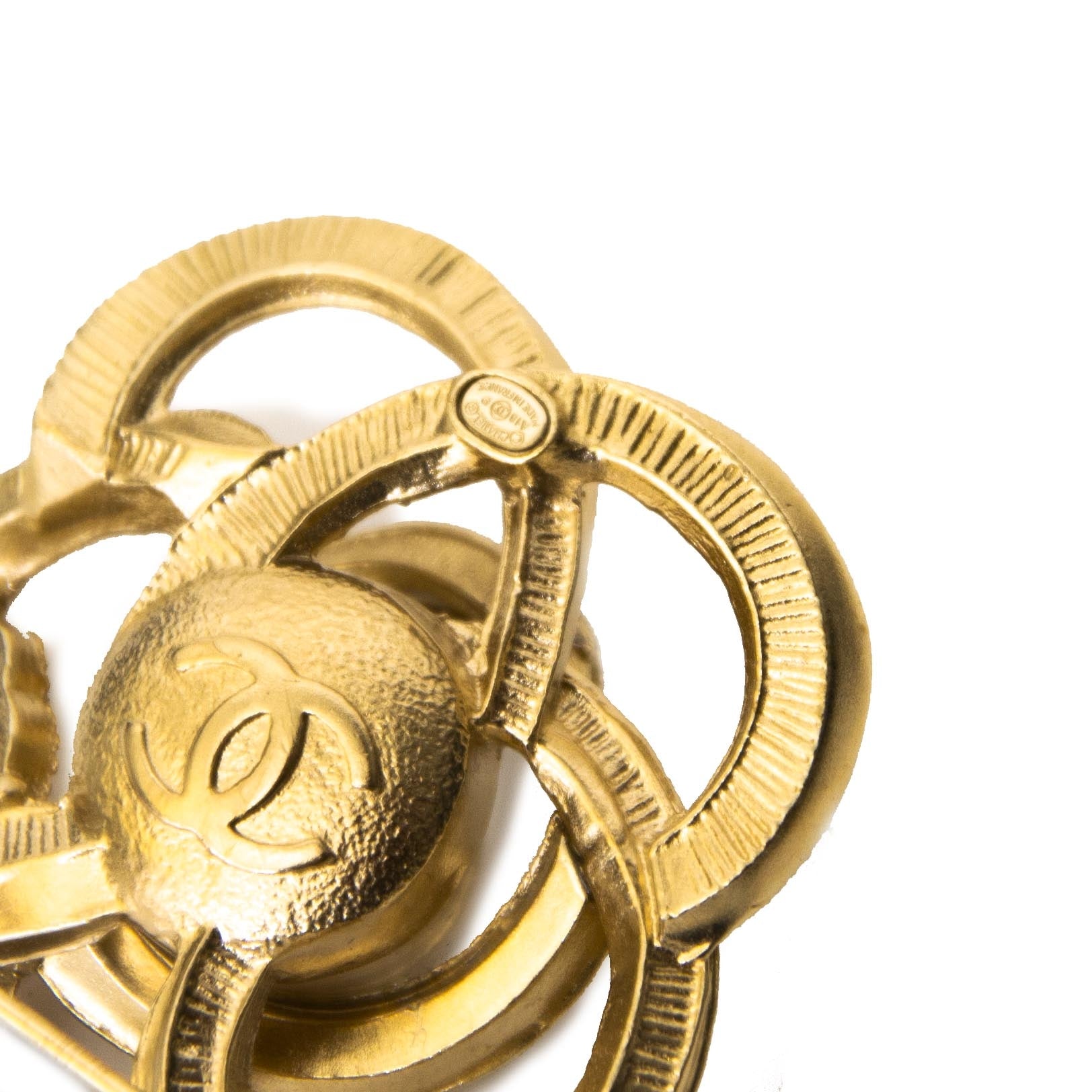 Chanel Camelia Gold Pearl Brooch
