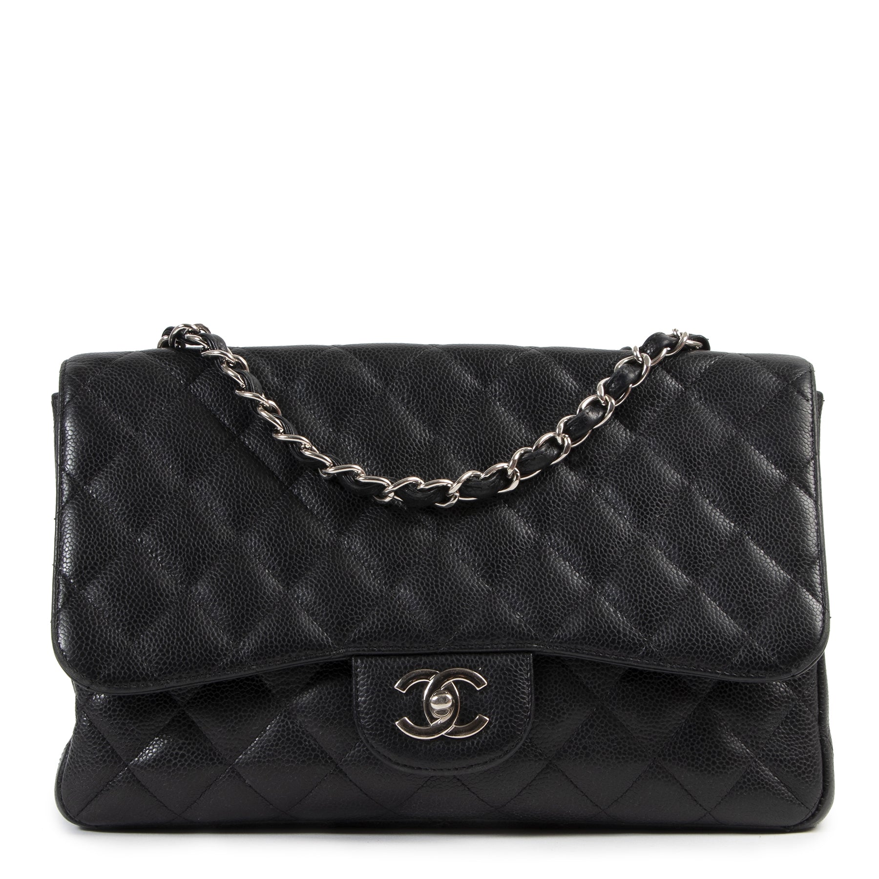 Chanel Jumbo Classic Single Flap Bag Black Caviar Leather PHW
