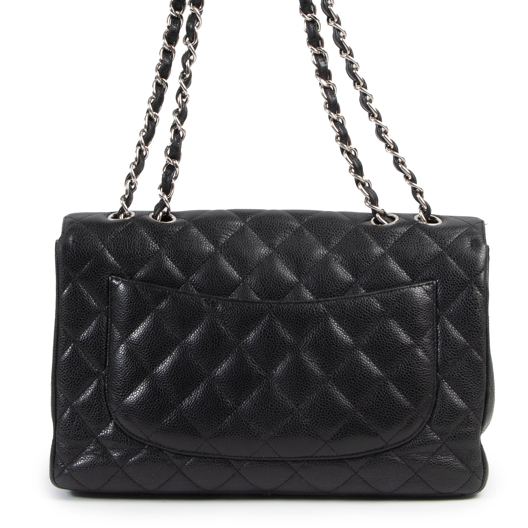 Chanel Jumbo Classic Single Flap Bag Black Caviar Leather PHW pour le meilleur prix chez Labellov à Anvers