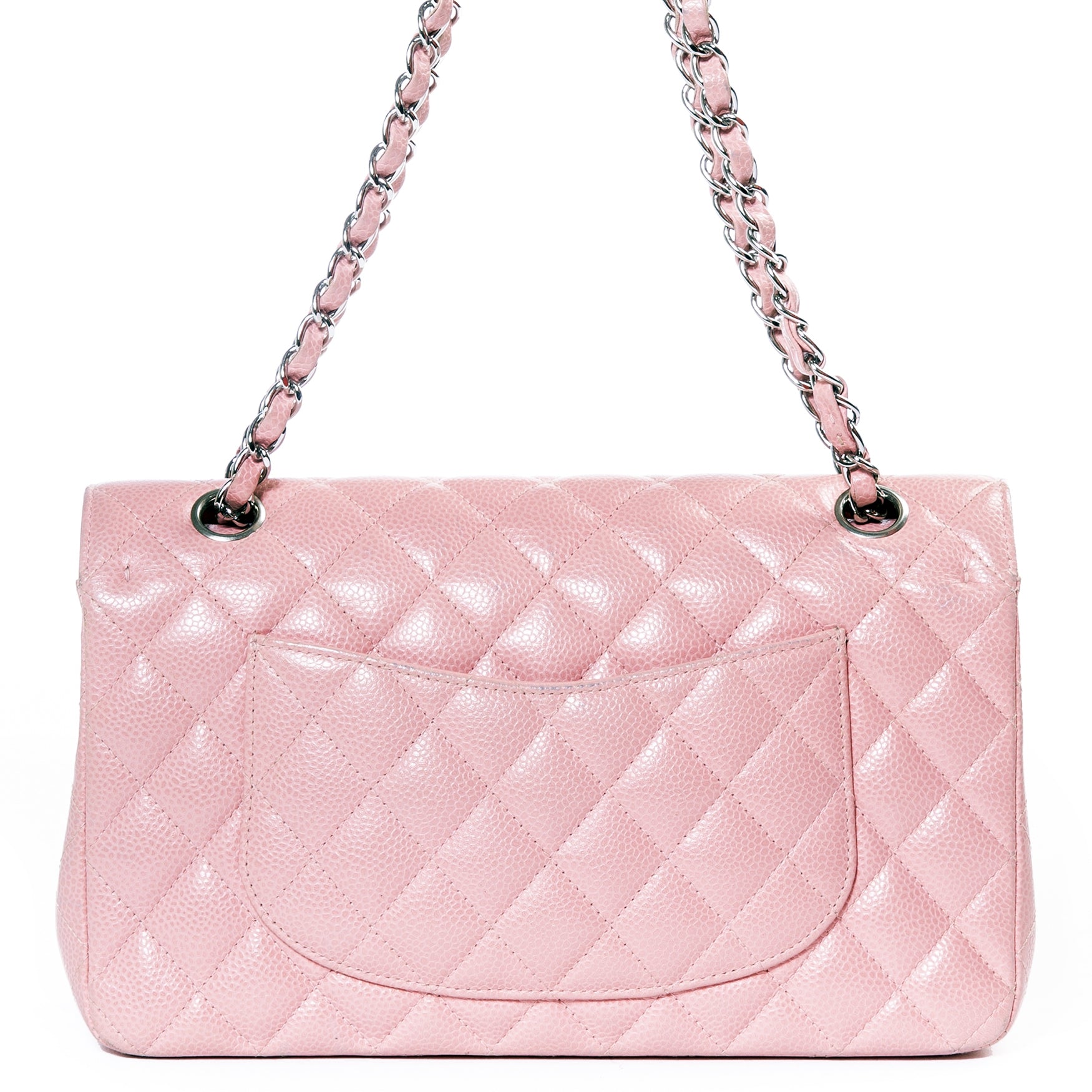 Chanel Pink Quilted Caviar Medium Classic Double Flap Bag