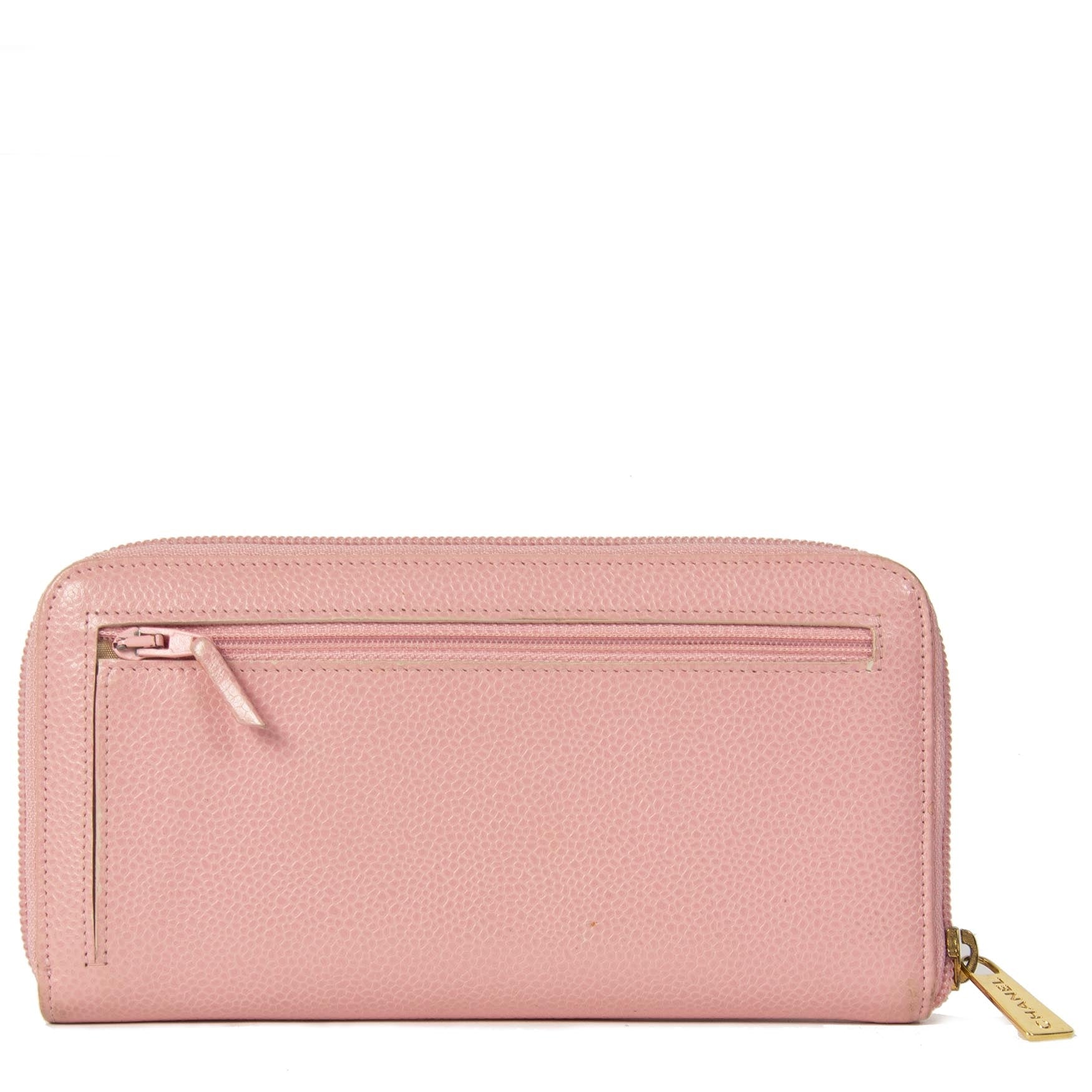 Portefeuille zippé Chanel Pink Caviar