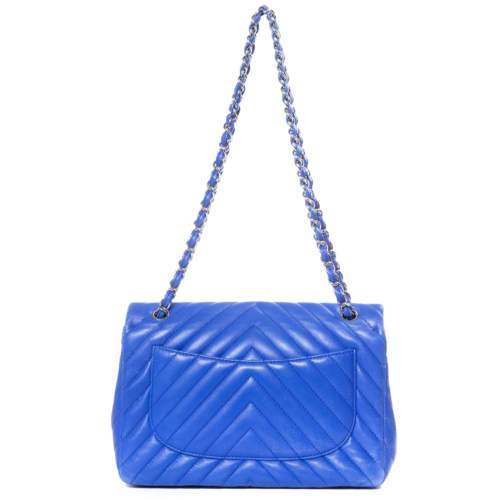 Chanel Chevron Blue Maxi Classic Flap Bag for sale exclusively online