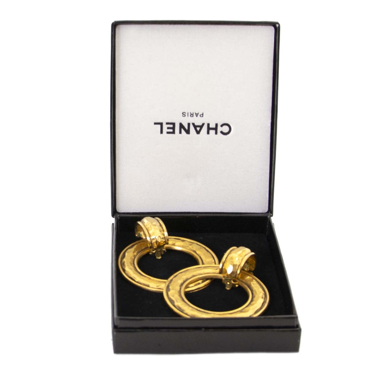 Authentique vintage Chanel Golden Hoop Earrings achète en ligne webshop LabelLOV