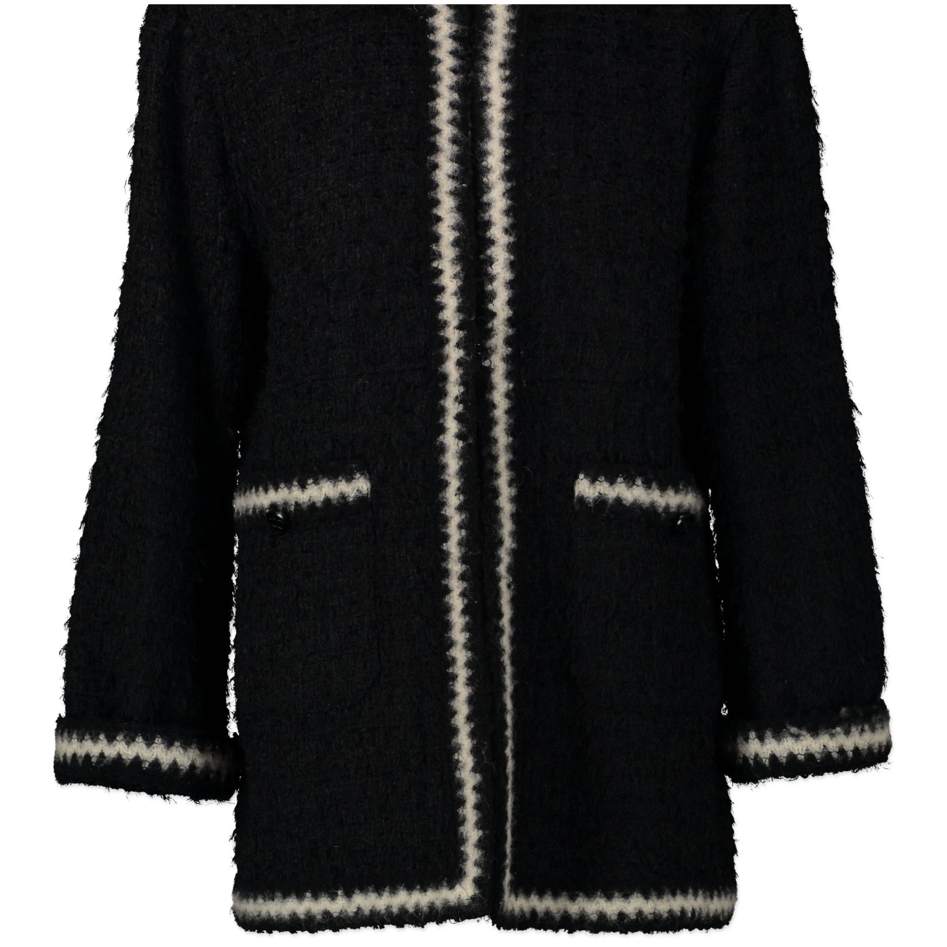 Chanel Black Tweed White Trim Jacket