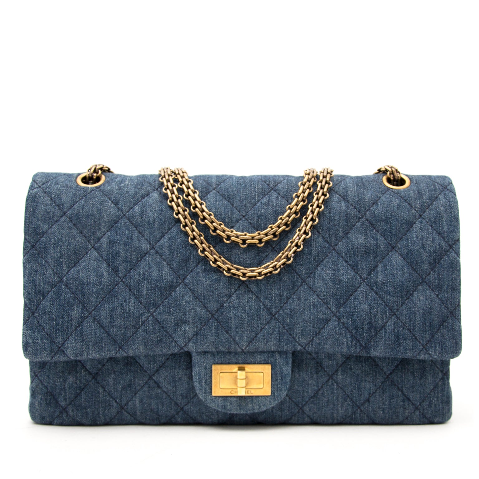 Chanel Distressed Quilted Denim 2.55 Reissue Classic Flap Bag online at Labellov.com