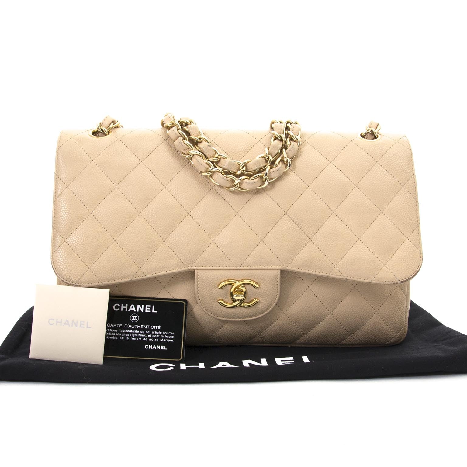 buy Chanel Jumbo Beige Double Classic Flapbag GHW and pay save online at labellov.com