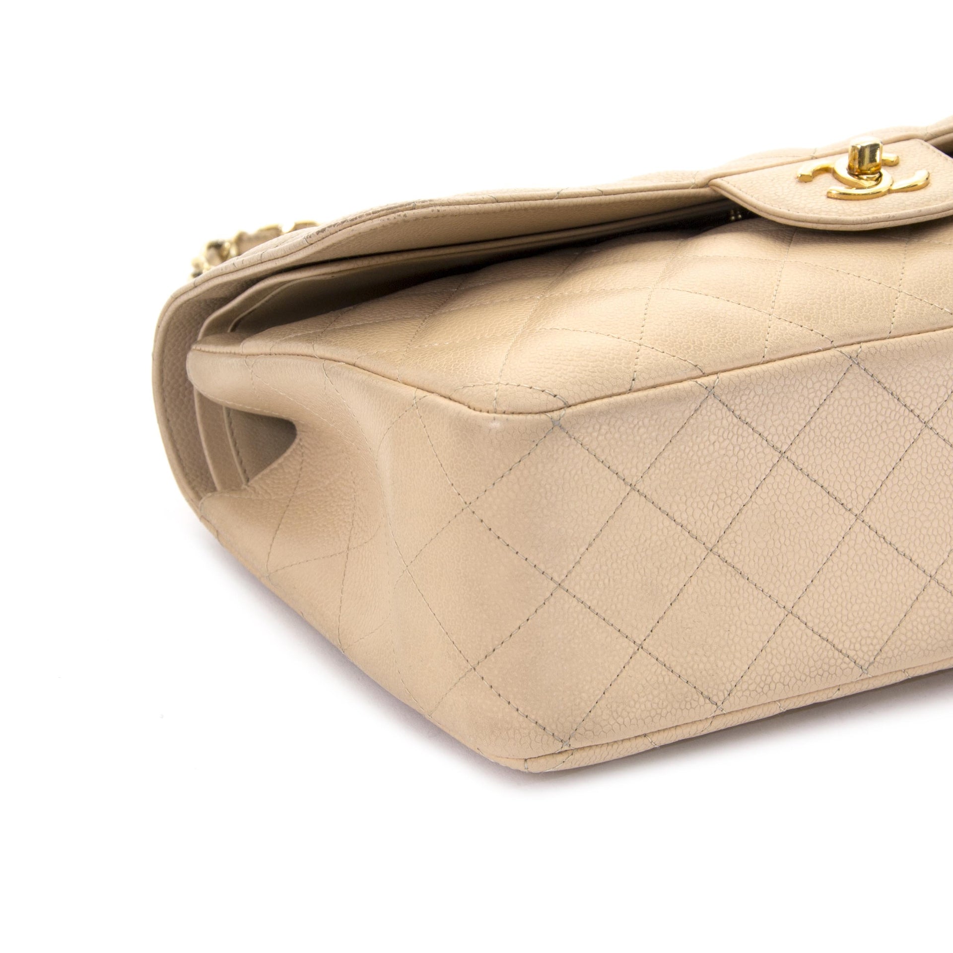 Chanel Jumbo Beige Double Classic Flapbag GHW te koop bij labellov antwerpen