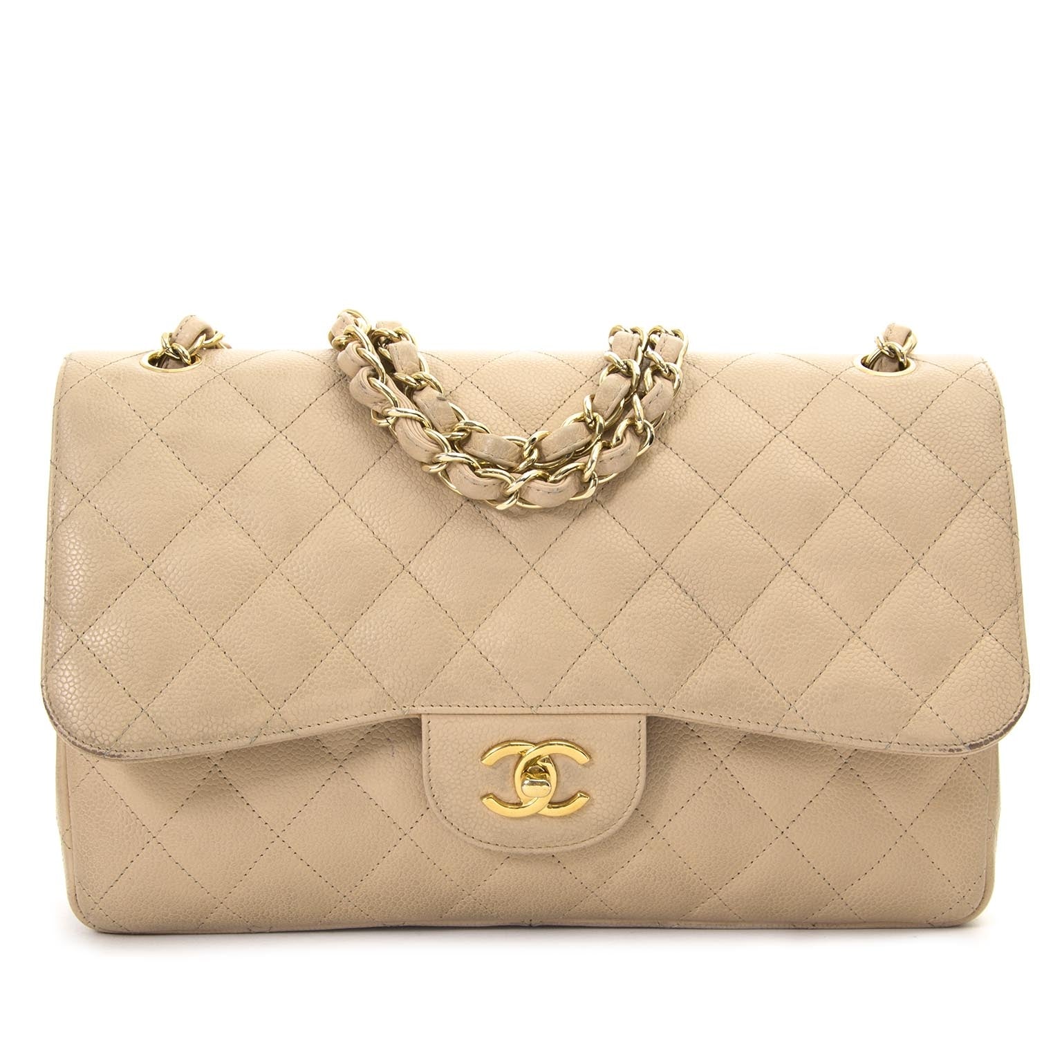 achetez Chanel Jumbo Beige Double Classic Flapbag GHW pour le meilleur prix chez labellov