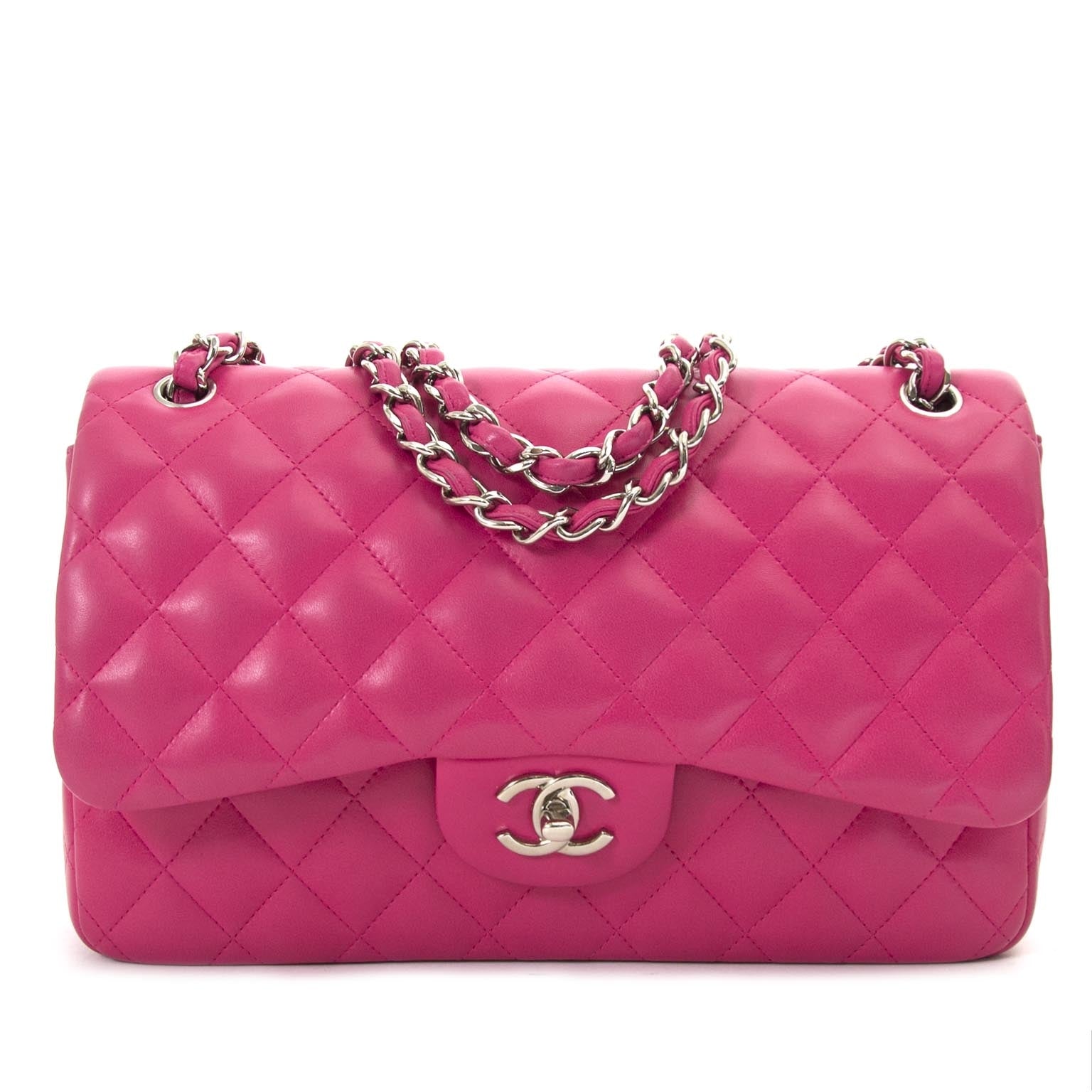 Chanel Bubblegum Pink Jumbo Double Classic Flap Bag PHW for sale at Labellov