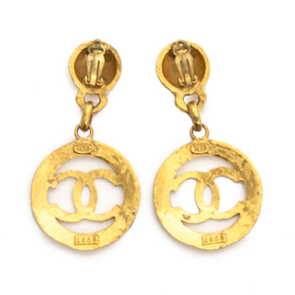 Chanel Vintage Gold Metal Clip-On Earrings