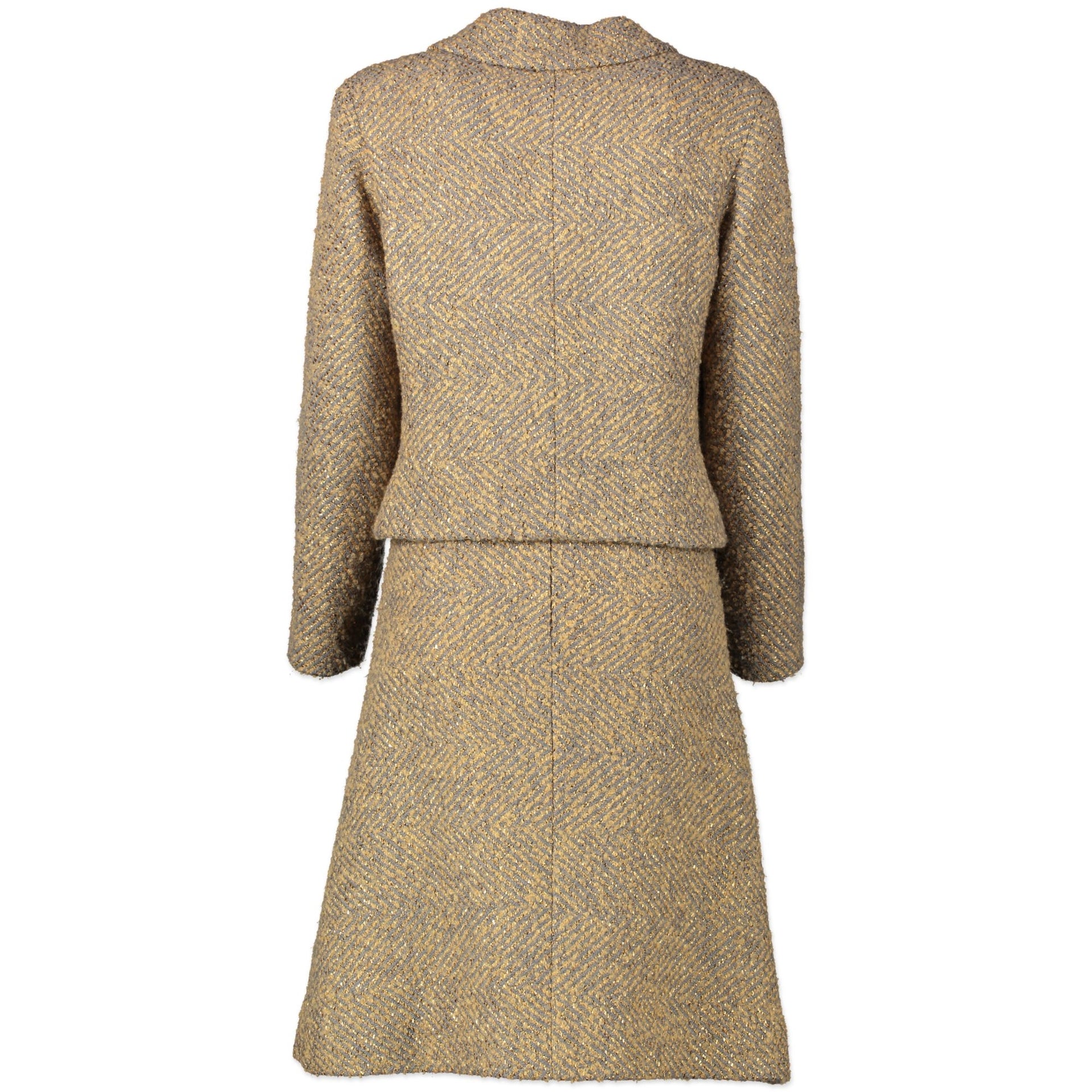 Chanel Gold-Wool-Silk Woven Suit