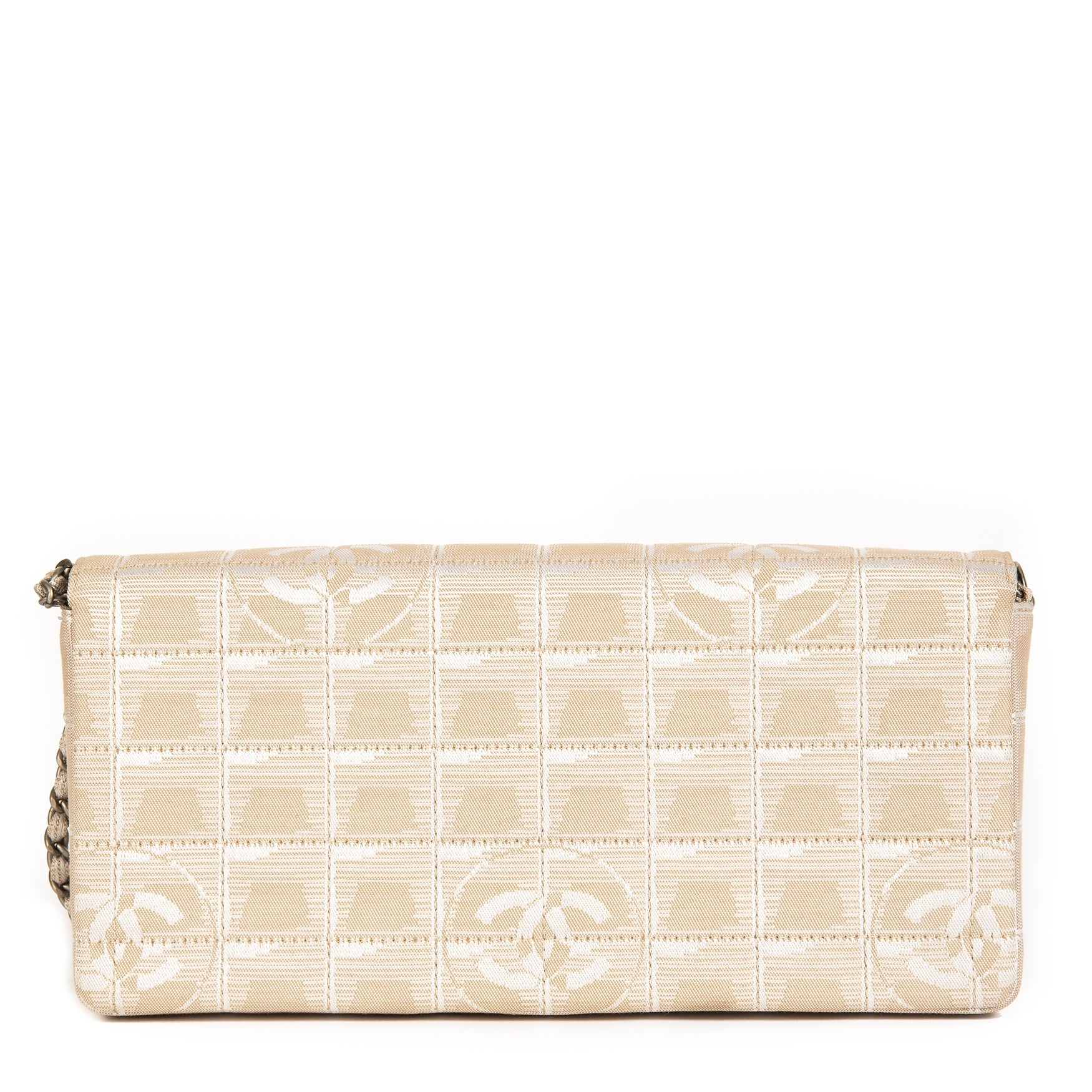 Chanel Beige Canvas Travel East West Flap Bag