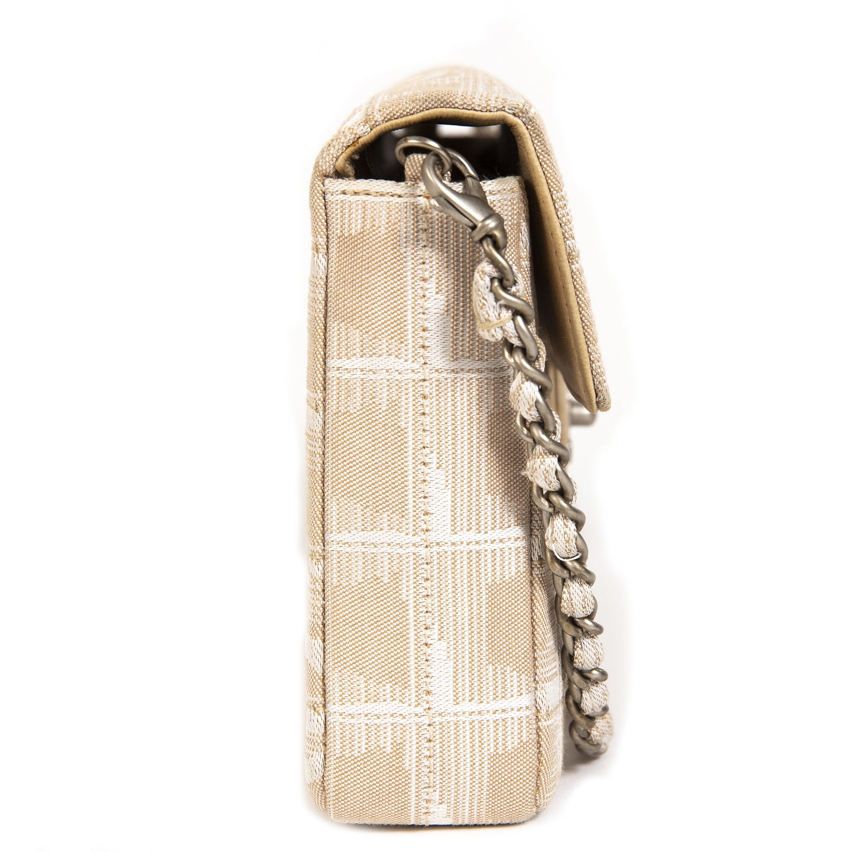 Chanel Beige Canvas Travel East West Flap Bag
