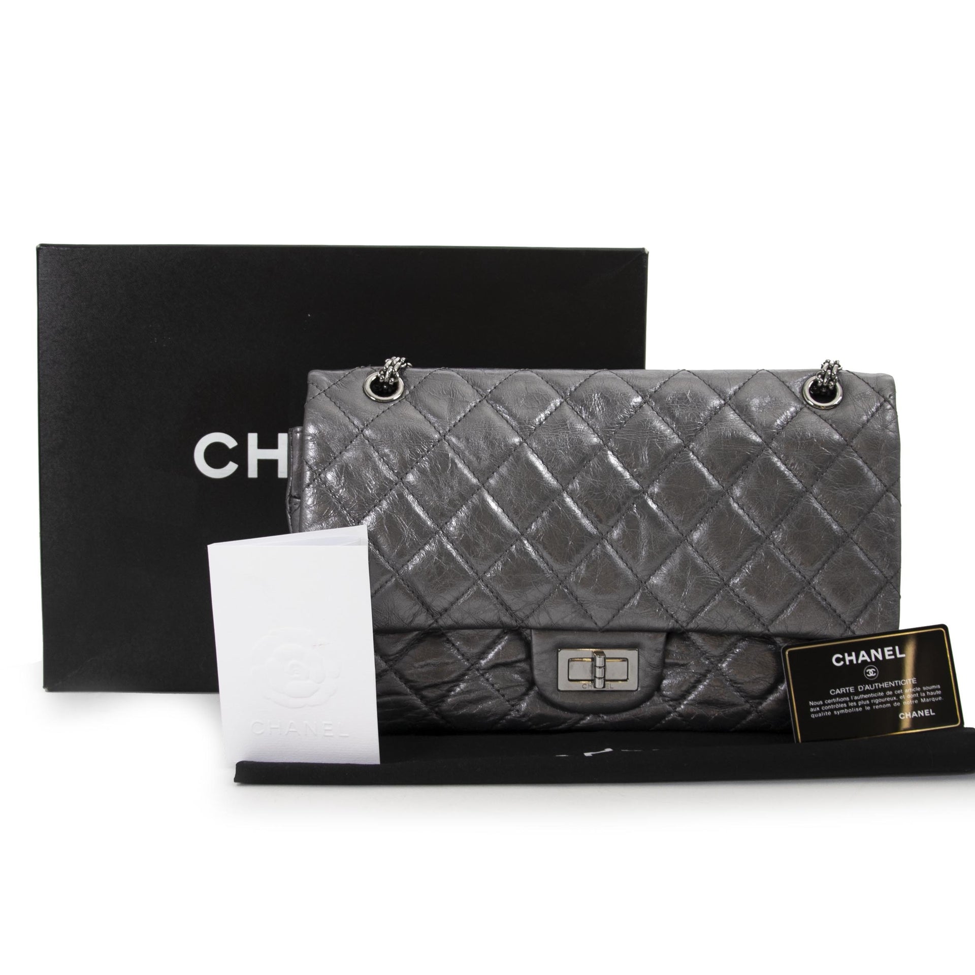 Chanel Metallic Silver 2.55 Reissue 227 Flap Bag