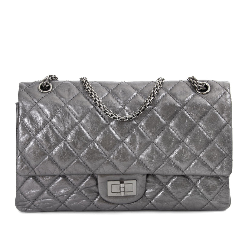 Chanel Metallic Silver 2.55 Reissue 277 Flap Bag Koop tweedehands handtassen Labellov eerlijke prijs betaal veilig Antwerpen België Chanel handtas flap bag vintage kopen online