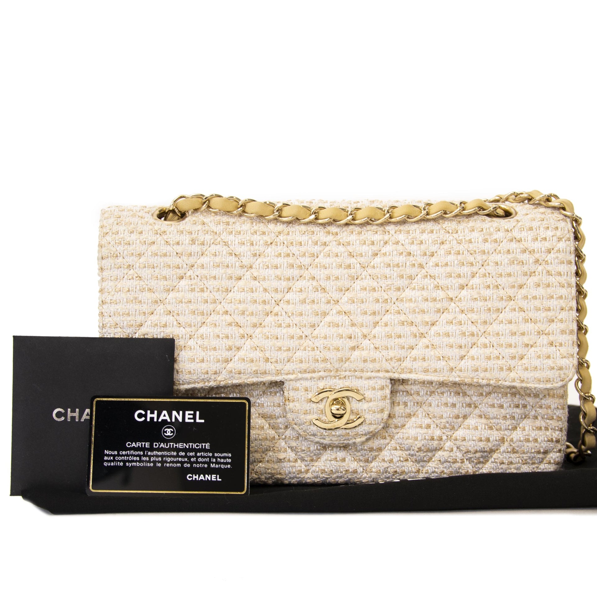 Sac bandoulière Chanel Classic Medium Double Rabat en Tweed