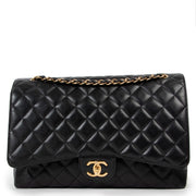 Buy an authentic second hand Chanel Black Caviar Maxi Classic Double Flap Bag as new at Labellov.