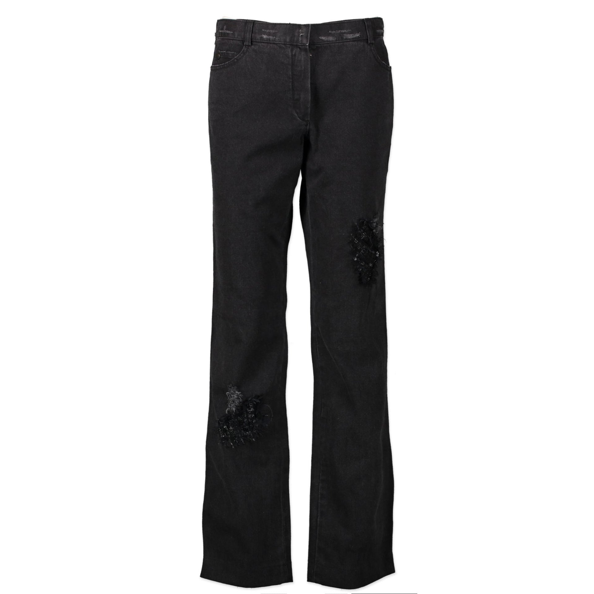 Chanel Dark Grey Tweed Patch Jeans - Size 40