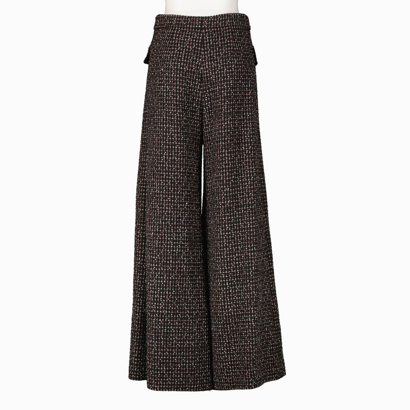 Chanel 23A Zwart Kraal Tweed Broek - Maat FR38