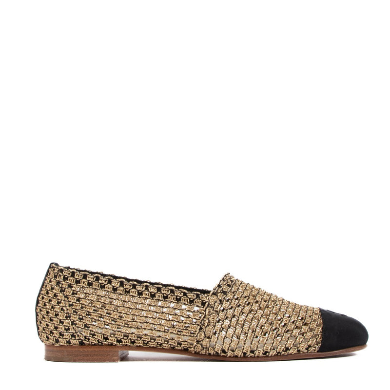 Chanel 2019 Gold Mesh Cap Toe Loafers