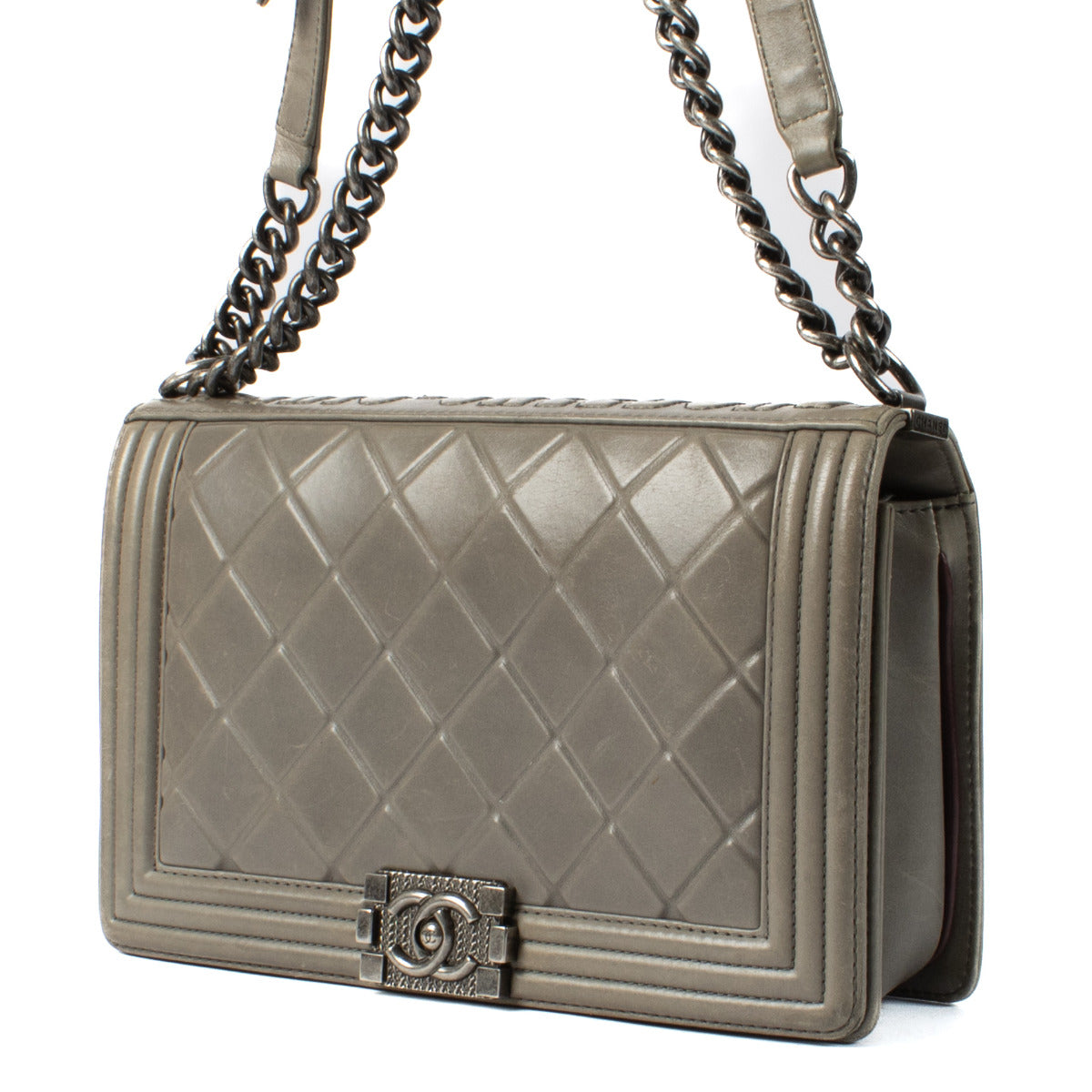 Chanel Grey Large Boy Paris - Salzburg Flap Bag